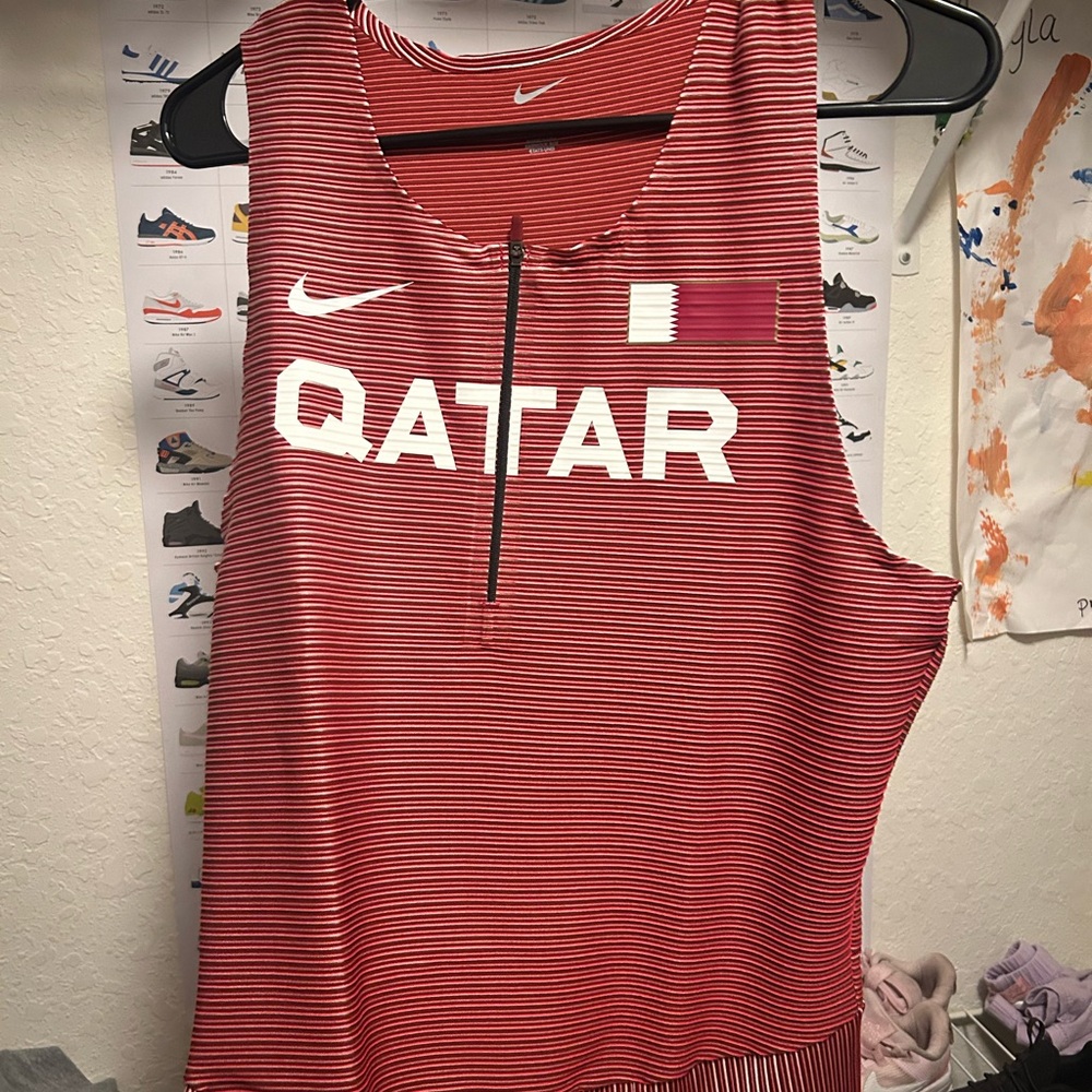 Made in USA Nike Elite Pro QATAR Track & Field Singlet CI8902-611 Mens Size L